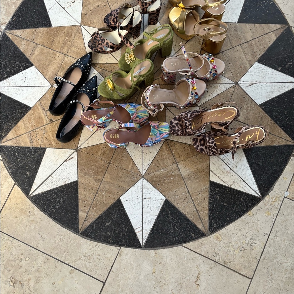 GIANI BINI Olive Green Heels with Gold Accents - Picture 3 of 4
